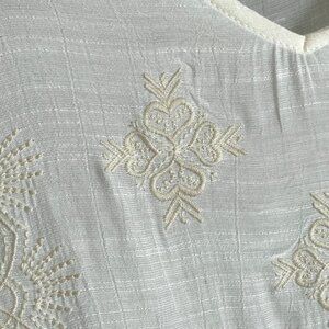 Knox Rose White Embroidered Tunic Kimono Poncho Top, Size S/M